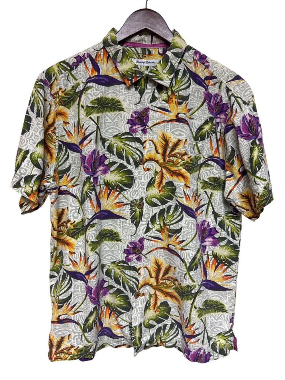 Tommy Bahama Artist Series Hawaiian Aloha Shirt Men's 100% Silk Medium Tropical